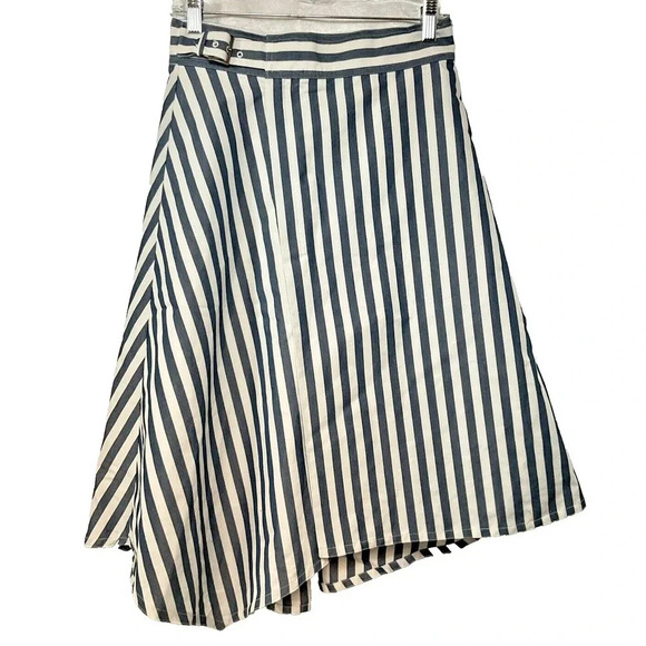 Anthropologie Maeve A Line Striped Midi Skirt Women Sz 4 Coastal Acedemia Preppy - Picture 2 of 11